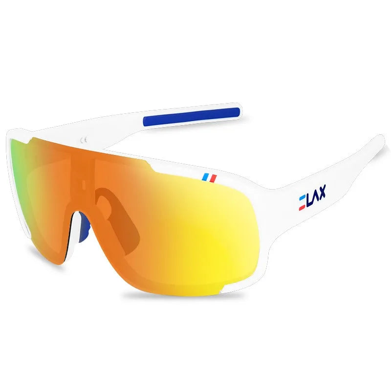 ELAX sunglasses white frame with orange-mirror UV400 lenses for outdoor sport, BikerZoneZ on Tampa Home & Garden Store