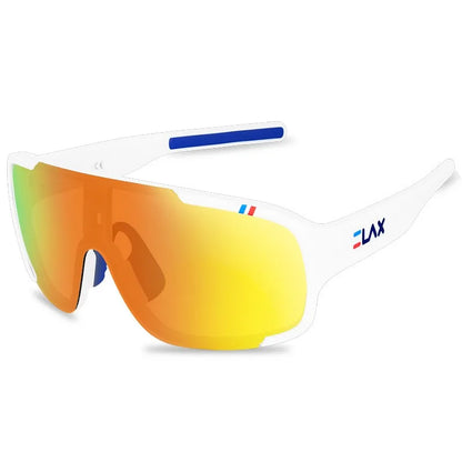 ELAX sunglasses white frame with orange-mirror UV400 lenses for outdoor sport, BikerZoneZ on Tampa Home & Garden Store