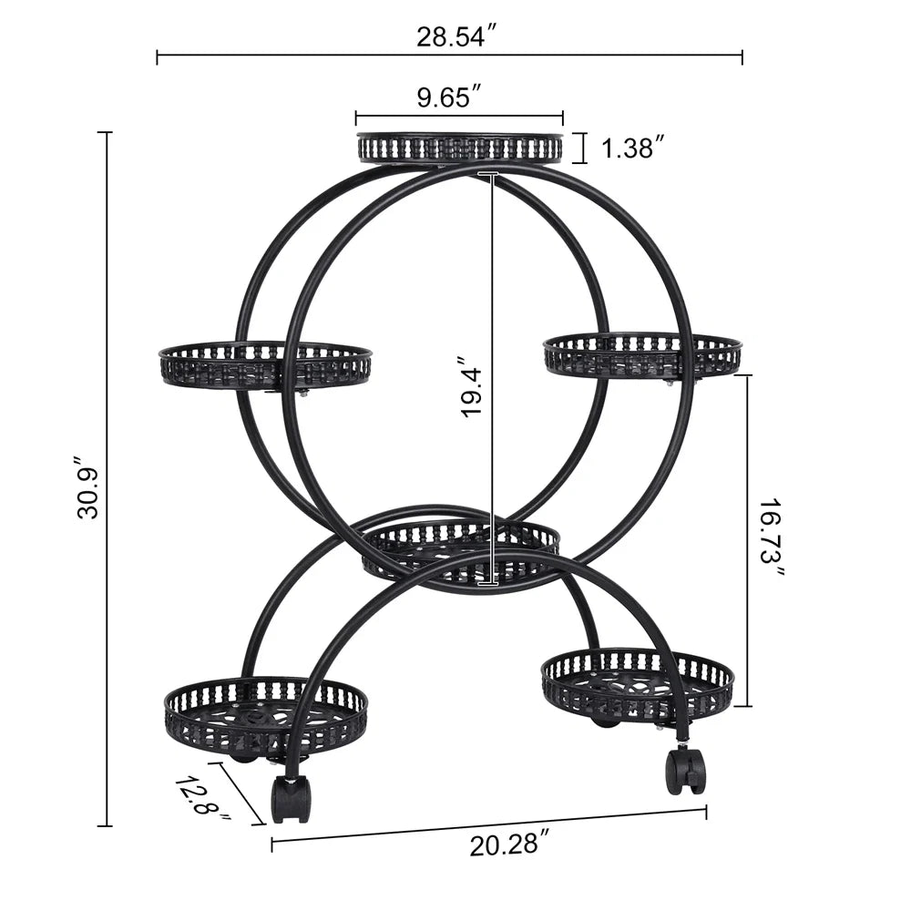 Heavy Metal Plant Stand With Lockable Wheels