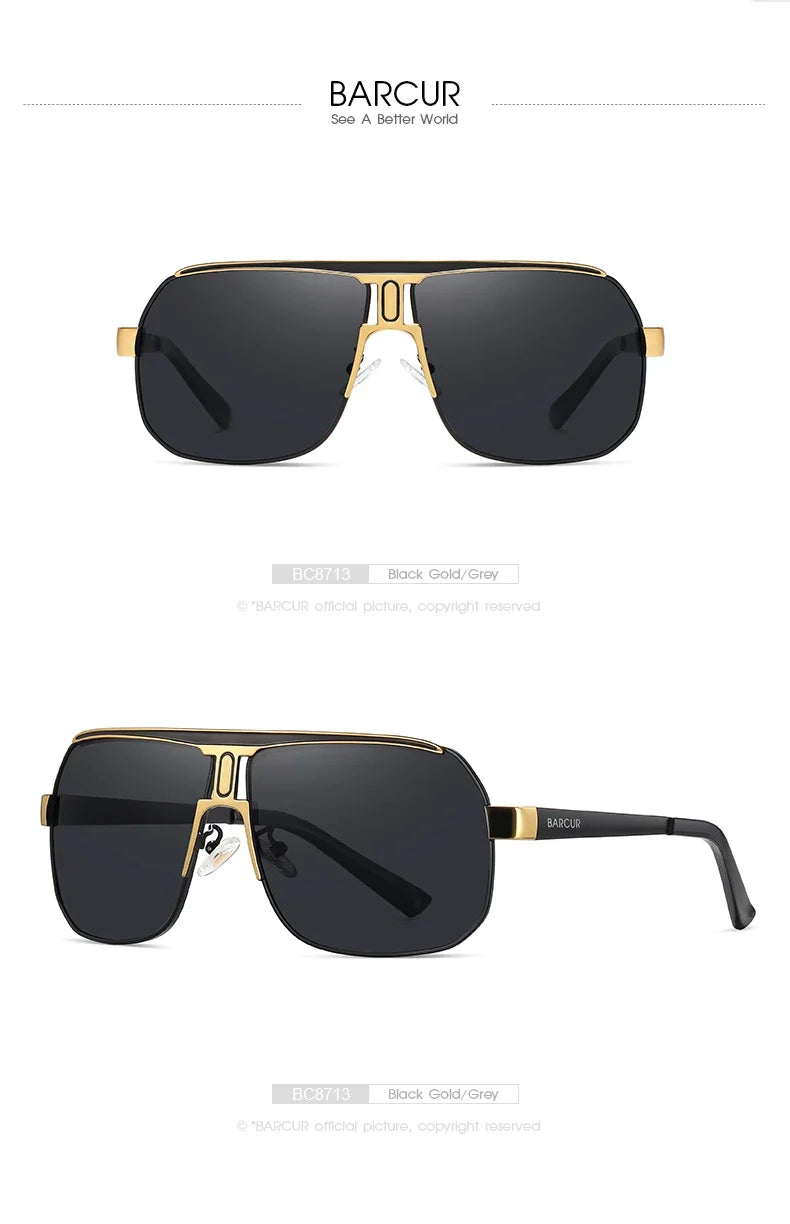 BARCUR polarized sports sunglasses black lenses with gold frame UV400 gradient lenses on Tampa Home & Garden Store