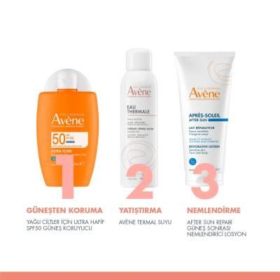 Avène sunscreen trio: SPF50 Ultra Fluid bottle, thermal water spray on Tampa Home & Garden Store