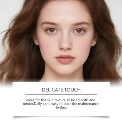 Silcy Skin collagen anti-wrinkle essence set; close-up of a woman with hydrated smooth skin on Tampa Home & Garden Store