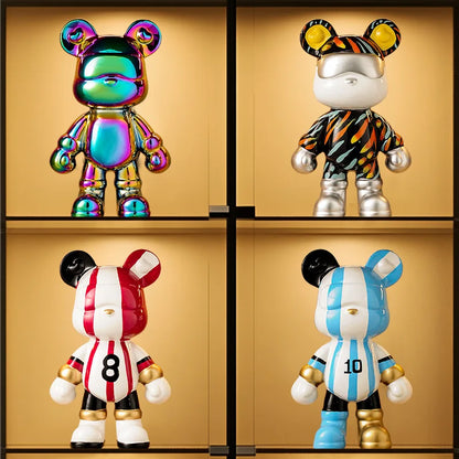 Perfecsy bear ceramic bank sculptures rainbow bear and striped banks four on display on Tampa Home & Garden Store