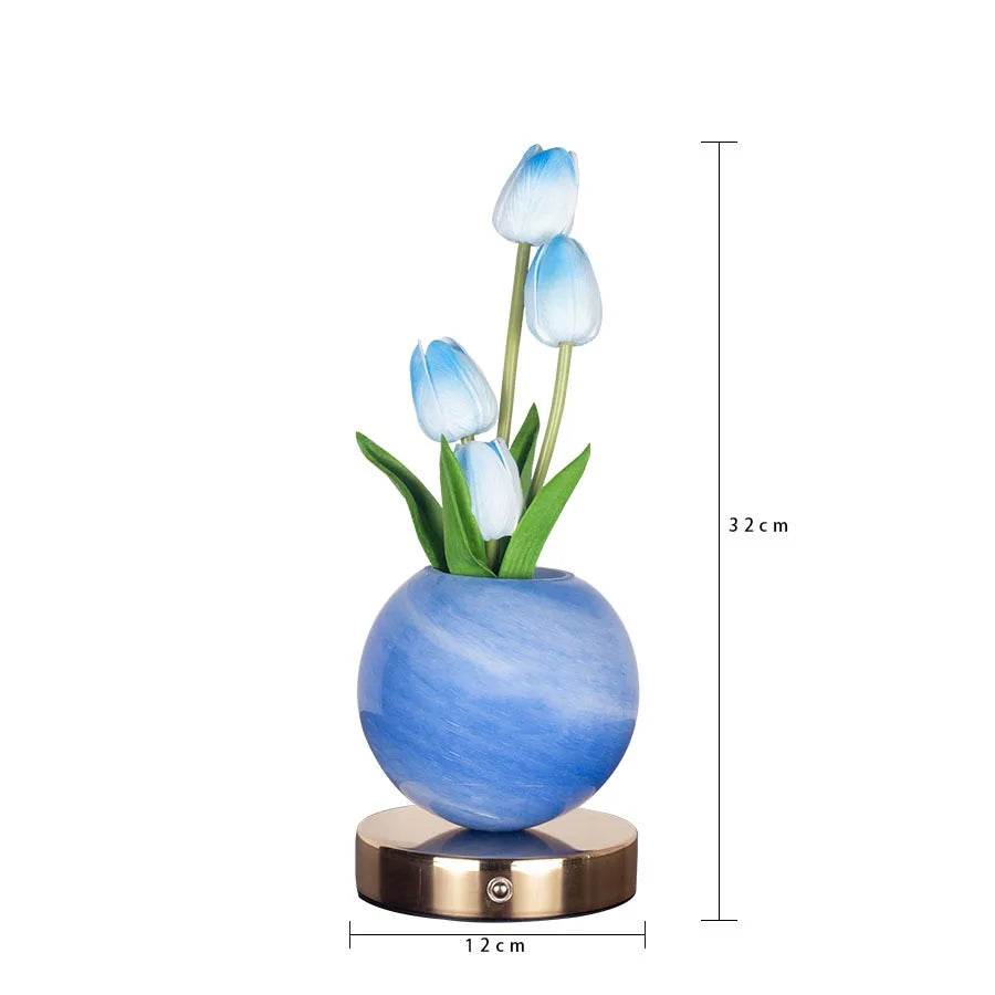 Tuliora | LED Tulip Night Light with Planet Bouquet Bedroom Ambient Decor