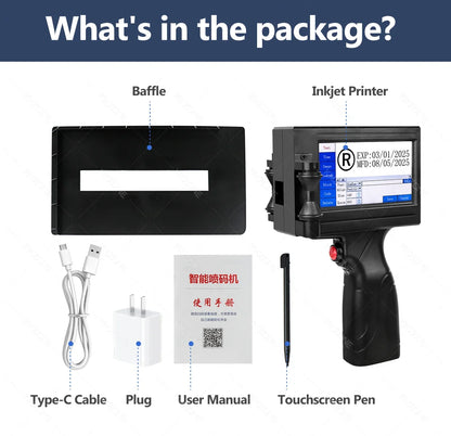 Portable handheld inkjet printer TIJ with touch screen; includes Type-C cable and pen on Tampa Home & Garden Store