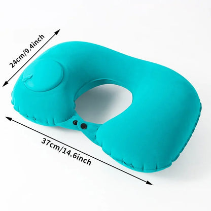 Portable neck pillow inflatable flocking travel pillow turquoise UpTrend Deals on Tampa Home & Garden Store