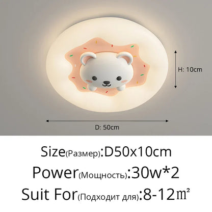 DecorBites Kids Room Chandelier white bear head on pink donut ring 50cm dia remote dimmable on Tampa Home & Garden Store
