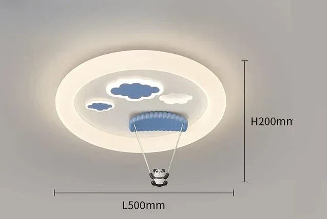 DecorBites Kids Room LED Ceiling Lamp with white ring and blue canopy panda pendant on Tampa Home & Garden Store