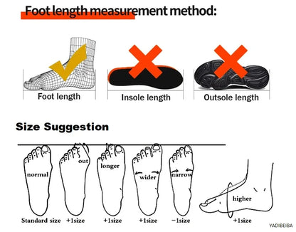 Men's Winter Waterproof Snow Boots UpTrend Deals sizing guide with foot-length diagram on Tampa Home & Garden Store