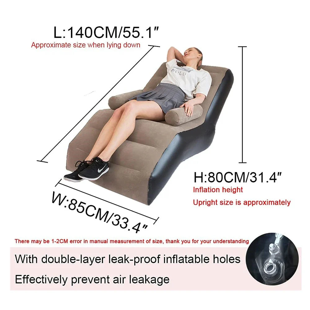 Folding Lazy Sofa Inflatable Lounge Chair Thick Durable Gaming Lounger Air Bed Seat