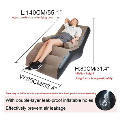 Folding Lazy Sofa Inflatable Lounge Chair Thick Durable Gaming Lounger Air Bed Seat