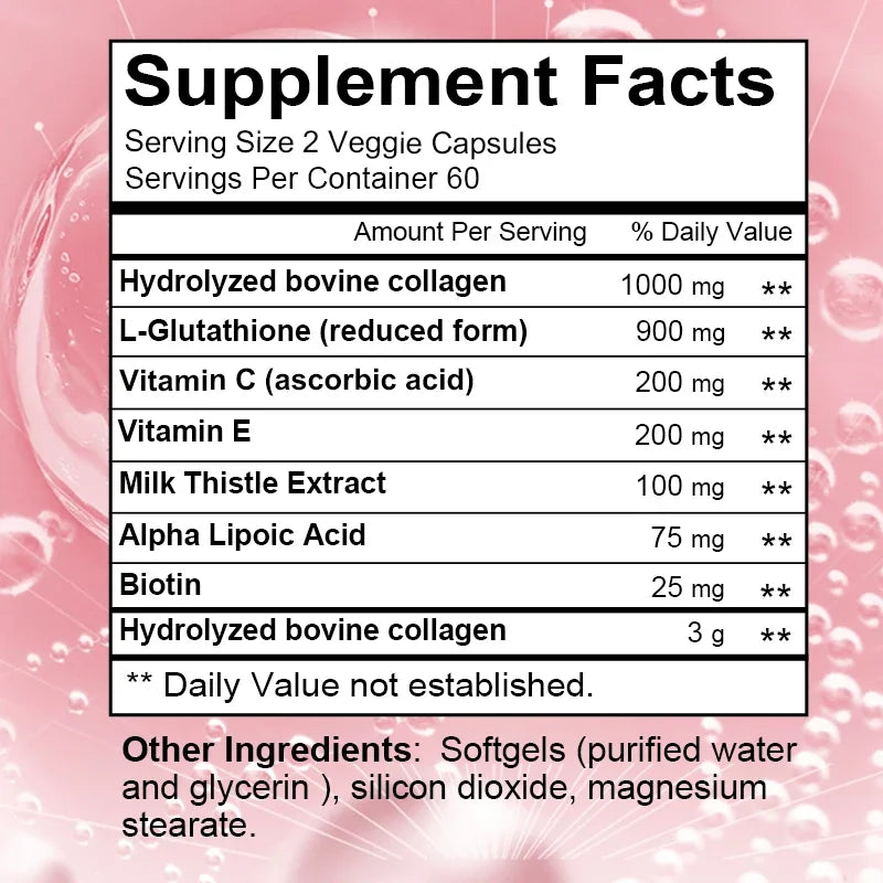 Daitea Hydrolyzed Collagen supplement label with pink background Nutrition Facts by Silcy Skin on Tampa Home & Garden Store
