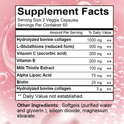 Daitea Hydrolyzed Collagen supplement label with pink background Nutrition Facts by Silcy Skin on Tampa Home & Garden Store