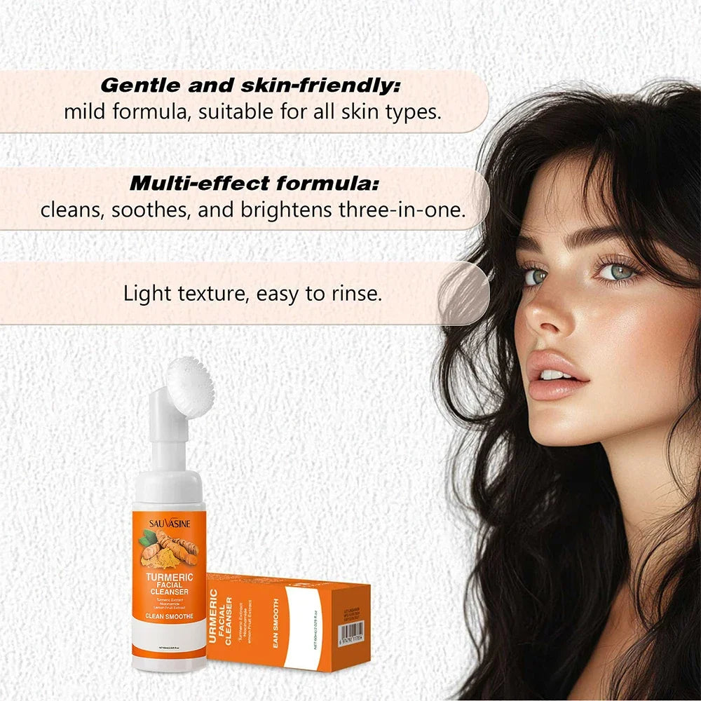 Silcy Skin Turmeric Facial Cleanser bottle with brush, orange label beside orange box on Tampa Home & Garden Store