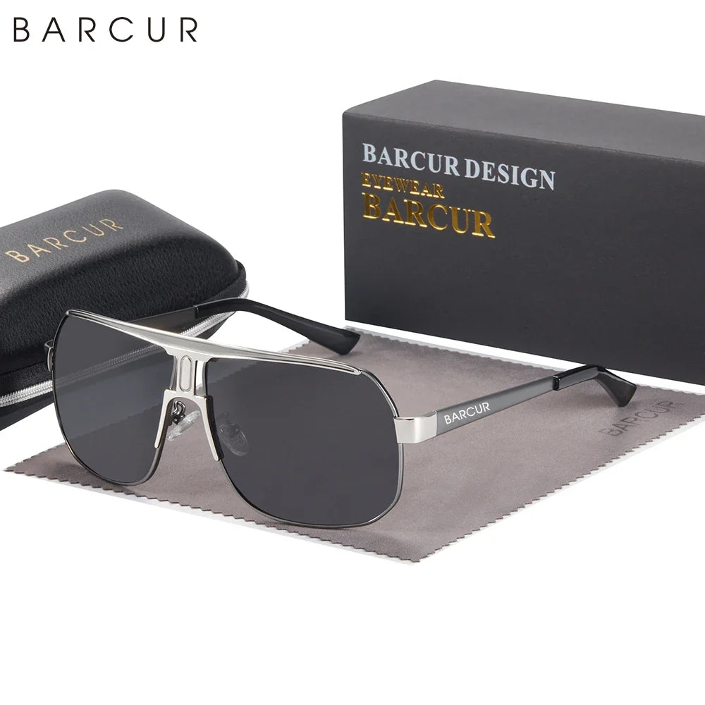 BARCUR polarized sports sunglasses for men with silver frame and gradient lenses UV400 on Tampa Home & Garden Store