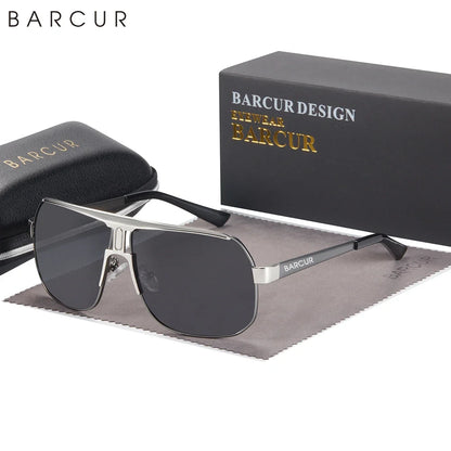 BARCUR polarized sports sunglasses for men with silver frame and gradient lenses UV400 on Tampa Home & Garden Store