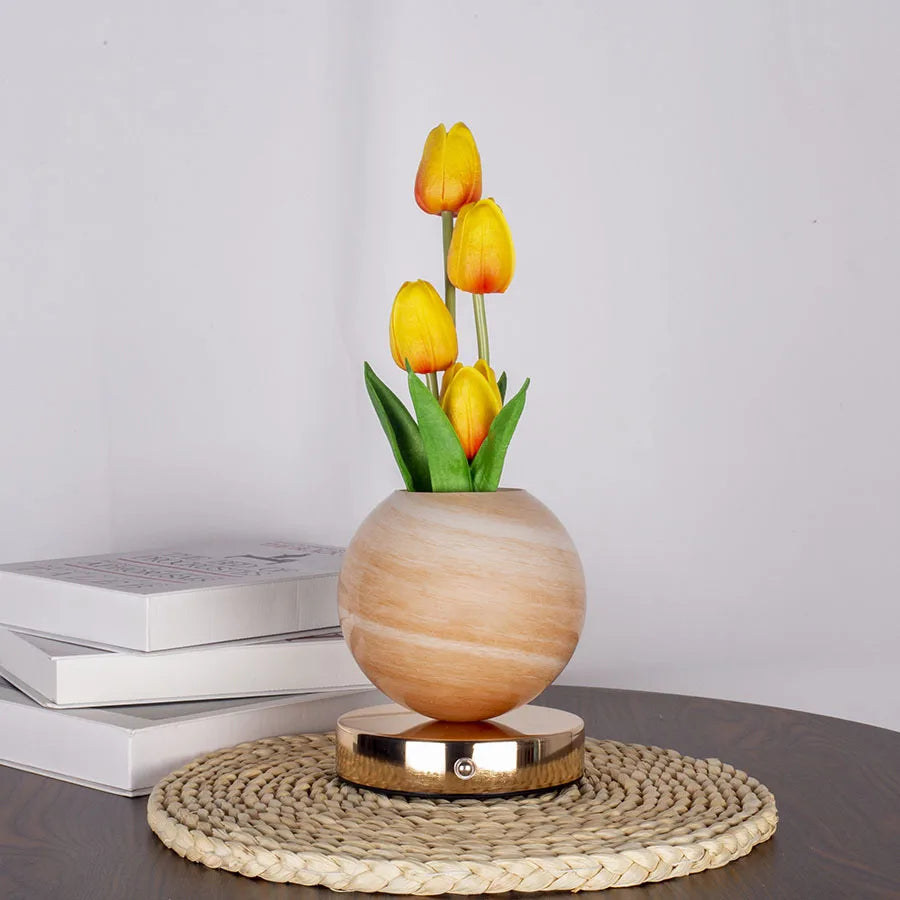 Tuliora | LED Tulip Night Light with Planet Bouquet Bedroom Ambient Decor