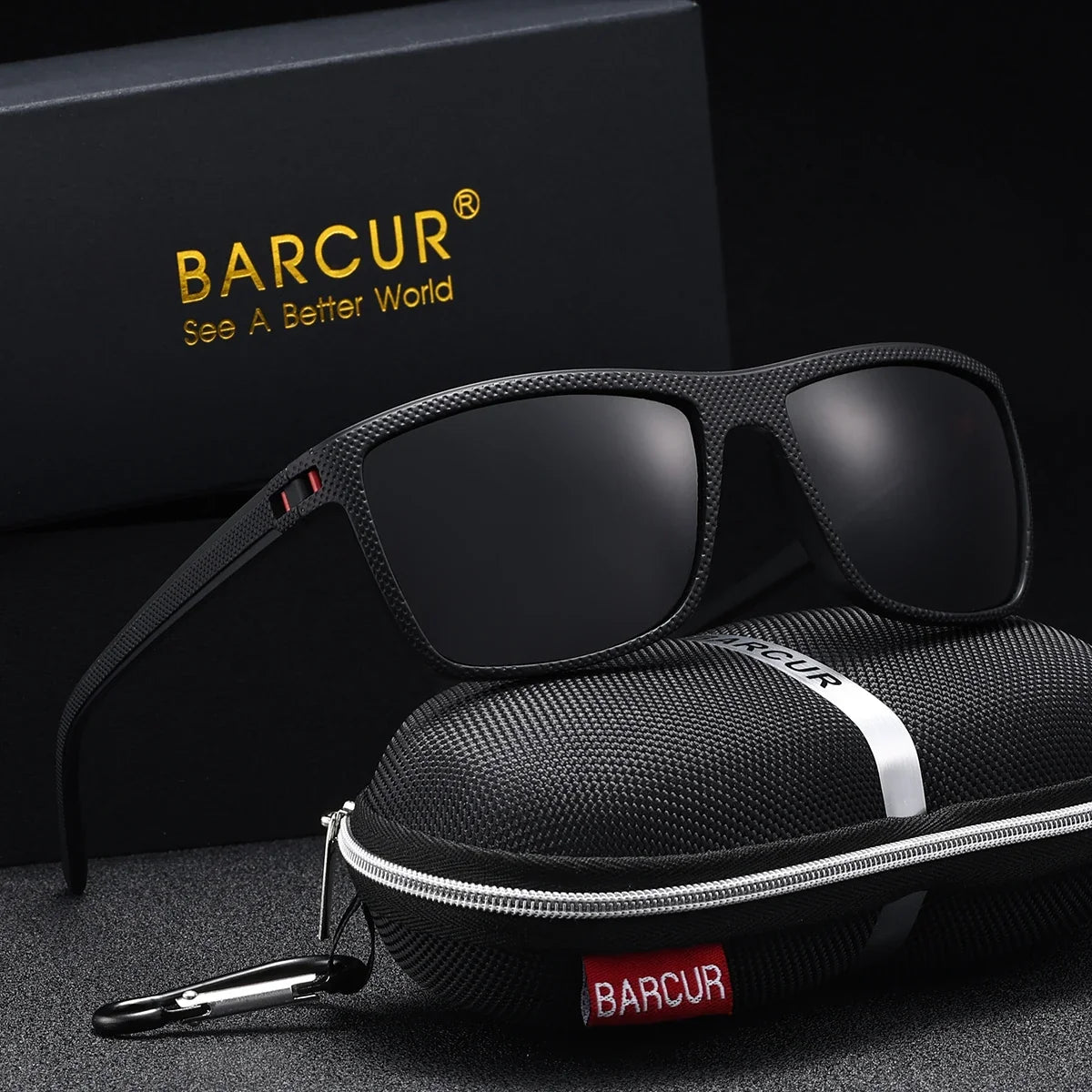 Barcur polarized sunglasses with black rectangular frame and UV400 TAC lenses on Tampa Home & Garden Store
