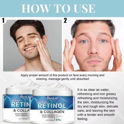 Men's retinol collagen moisturizer for face and neck in twin blue jars Silcy Skin on Tampa Home & Garden Store