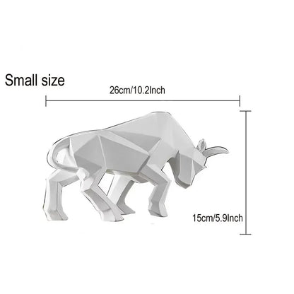 Perfecsy geometric resin bull ornament, white gray Nordic decor statue, 26cm long desk shelf on Tampa Home & Garden Store