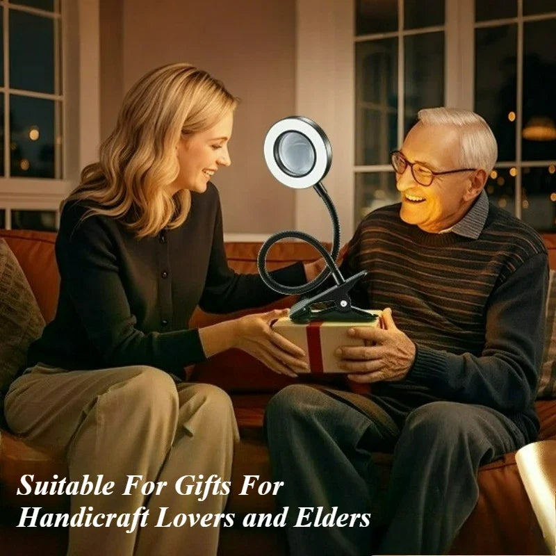 Perfecsy 10X magnifying lamp with LED ring, metal clamp, and flexible gooseneck on Tampa Home & Garden Store