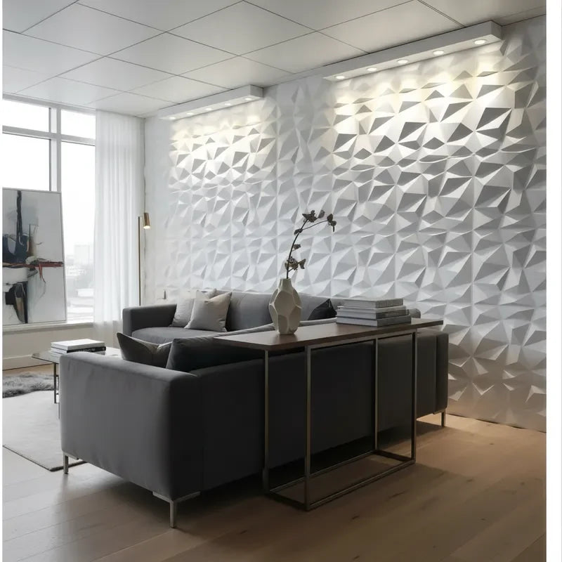 12 Pcs 50x50cm 3D PVC wall panels white by Perfecsy indoor decor on Tampa Home & Garden Store