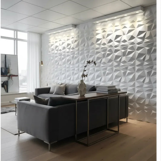 12 Pcs 50x50cm 3D PVC wall panels white by Perfecsy indoor decor on Tampa Home & Garden Store