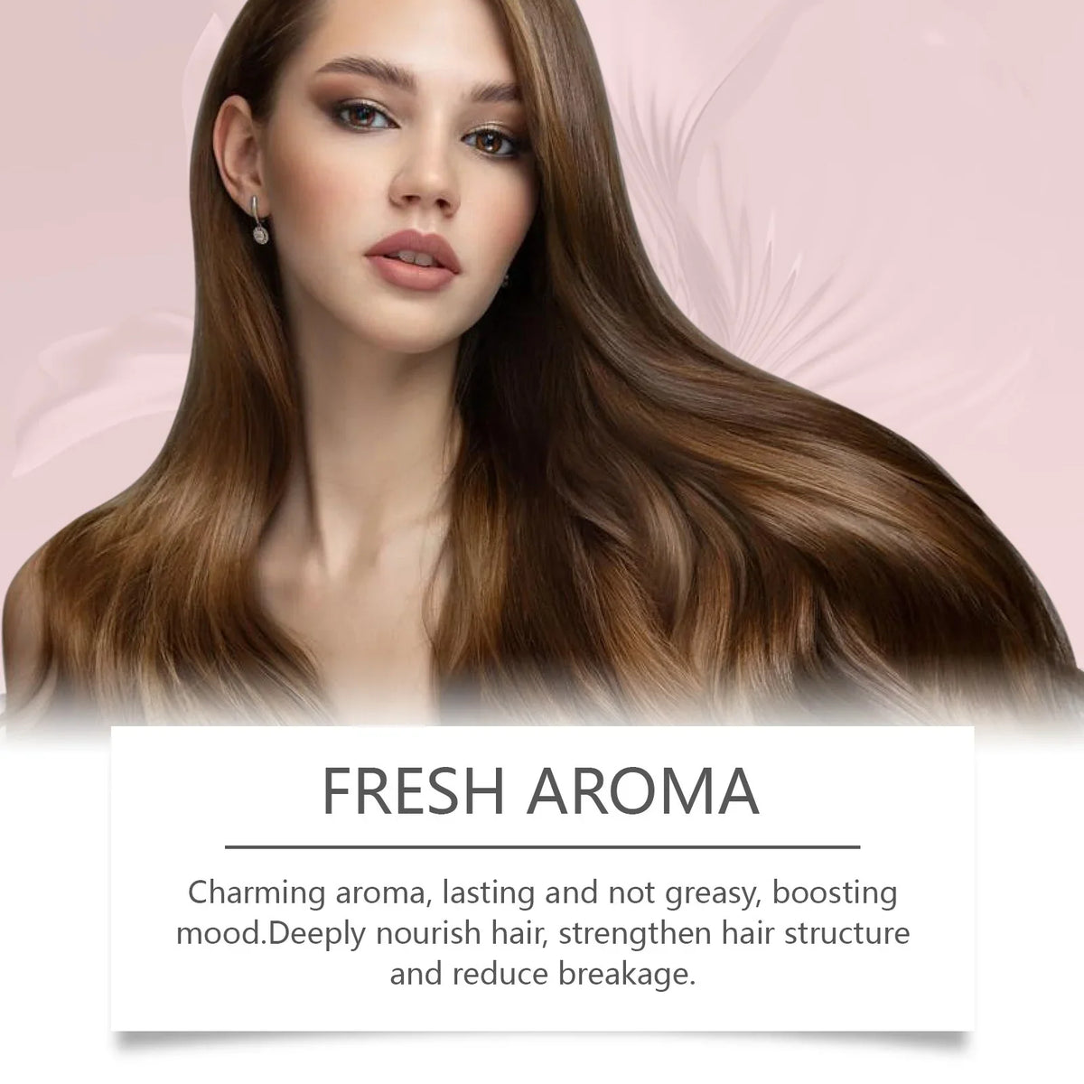 Onion Rosemary Shampoo lifestyle image showing long brown hair against pink backdrop on Tampa Home & Garden Store