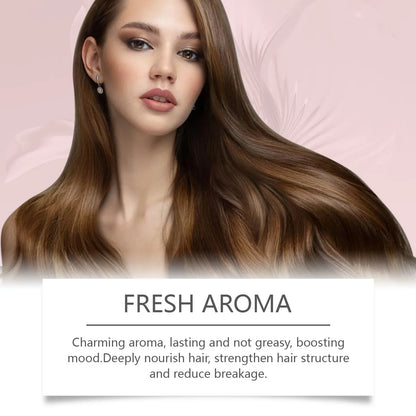 Onion Rosemary Shampoo lifestyle image showing long brown hair against pink backdrop on Tampa Home & Garden Store