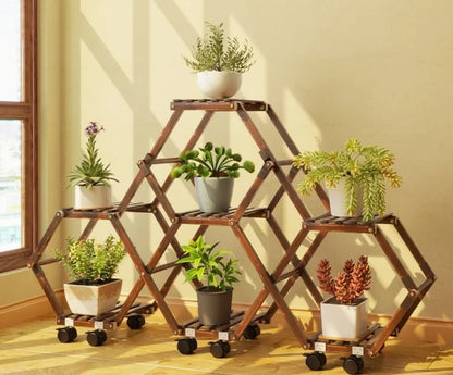 Solid Wood Plant Stand for Garden and Patio
