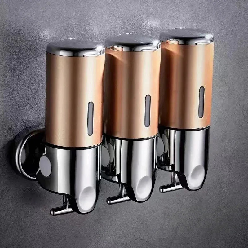 Wall Mounted 3-Tube Shower Dispenser set in copper and chrome finish by UpTrend Deals on Tampa Home & Garden Store