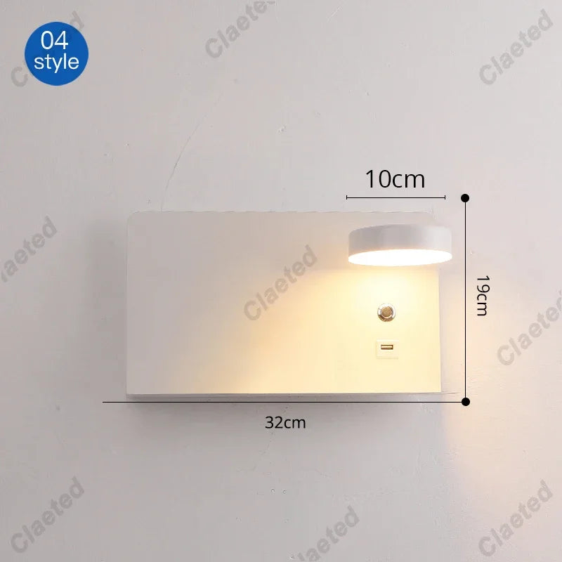 LED wall light with switch and USB, white Perfecsy fixture for corridors on Tampa Home & Garden Store