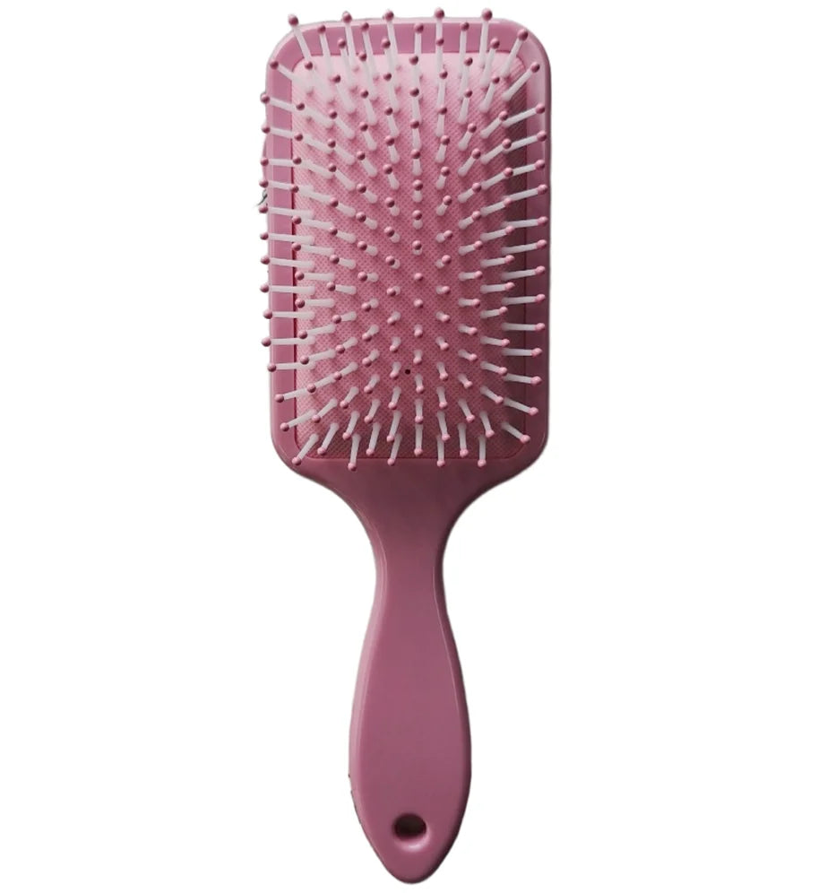 pink paddle hair brush with air cushion massage bristles and white-tipped pins, ergonomic handle on Tampa Home & Garden Store