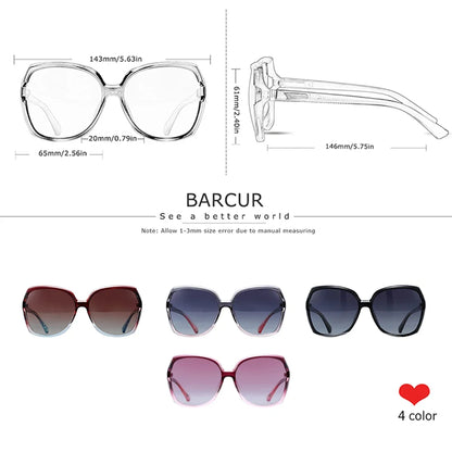 BARCUR Square Polarized Sunglasses for Women gradient lenses UV400 PC frame 4 colors on Tampa Home & Garden Store