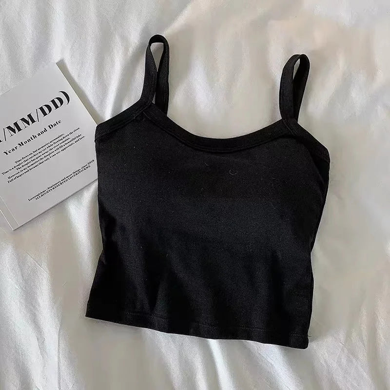 Women Crop Top by UpTrend Deals, black sleeveless camisole with thin straps, cropped style on Tampa Home & Garden Store