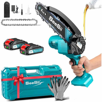 Seesii 6 Inch Cordless Chainsaw and Pruning Saw