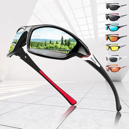 Polarized Sunglasses UV400 by BikerZoneZ, black frame with red temple on Tampa Home & Garden Store