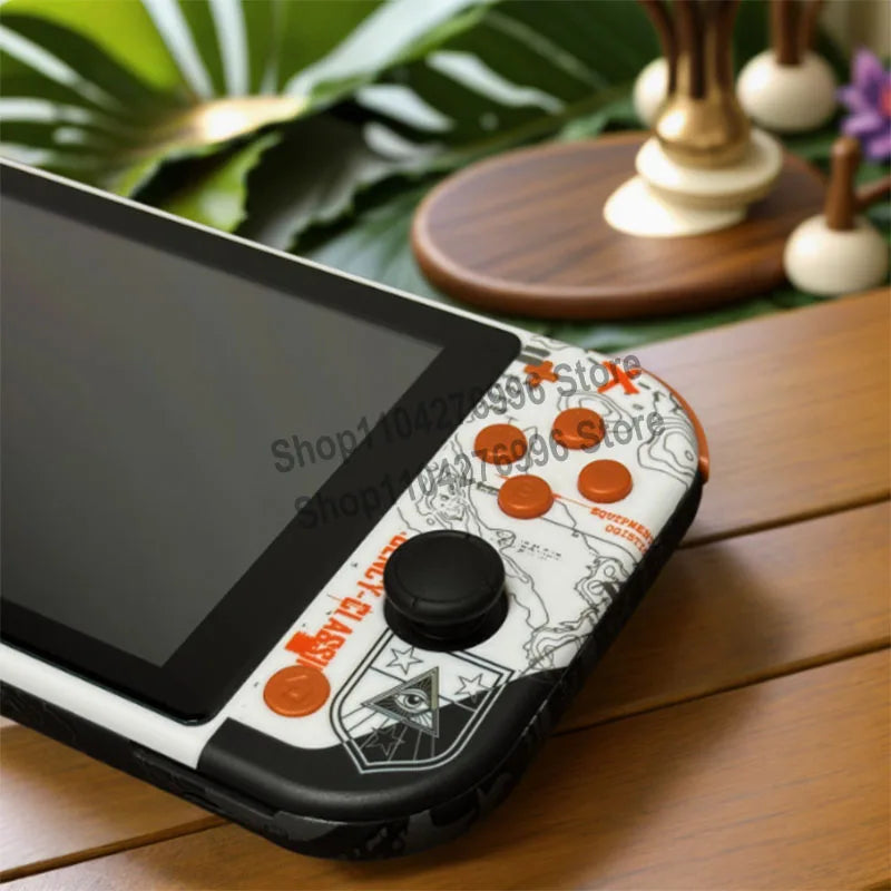 Switch Lite replacement shell with white graphic design orange buttons tempered glass film on Tampa Home & Garden Store