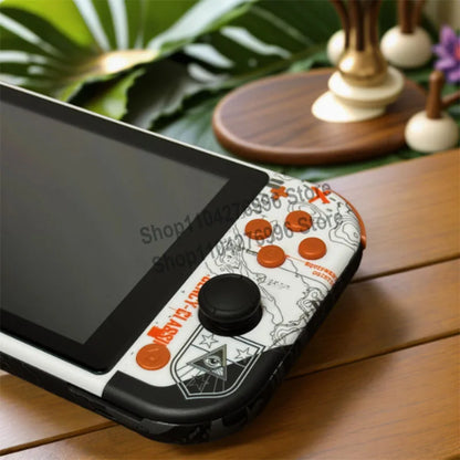Switch Lite replacement shell with white graphic design orange buttons tempered glass film on Tampa Home & Garden Store