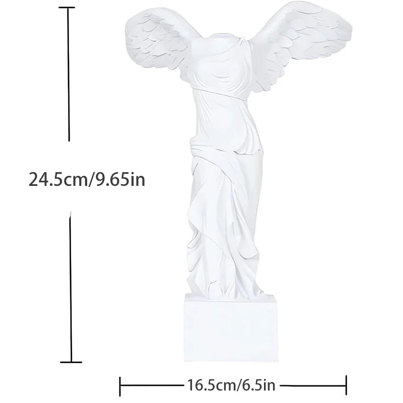Winged Victory Goddess statue in white resin by Perfecsy for decor on Tampa Home & Garden Store
