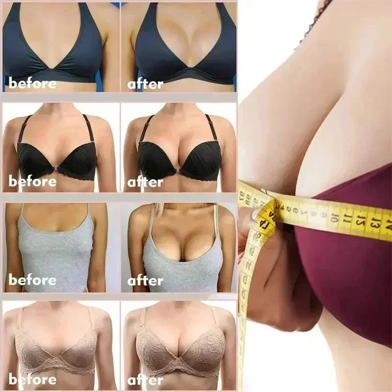 Silcy Skin breast enlargement cream before after collage showing 4 bra sets on Tampa Home & Garden Store