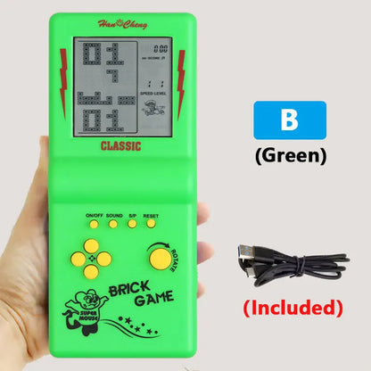 Green handheld brick game console FLIPSTYLEZLLC with Type-C charging, USB cable included on Tampa Home & Garden Store