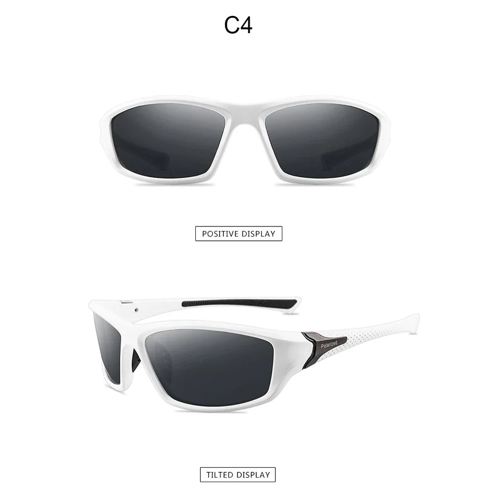 Polarized sunglasses by BikerZoneZ white frame dark lenses for outdoor sports UV400 two-view on Tampa Home & Garden Store