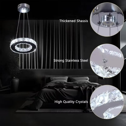 Modern LED Crystal Pendant Light Single Hanging Lamp for Bedroom Home Decor