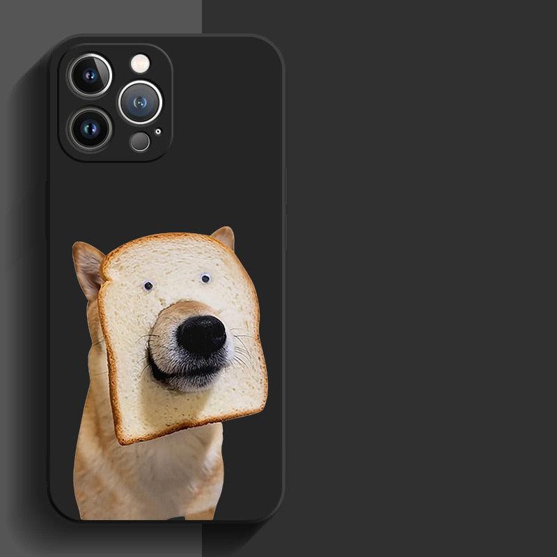 Phone case for iPhone with cute dog bread pattern in black silicone, shockproof on Tampa Home & Garden Store