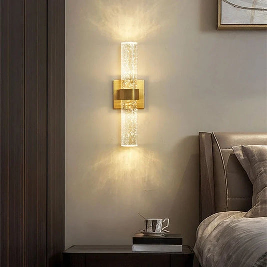 Perfecsy LED crystal wall lamp, gold finish crystal bar, modern minimalist lighting on Tampa Home & Garden Store