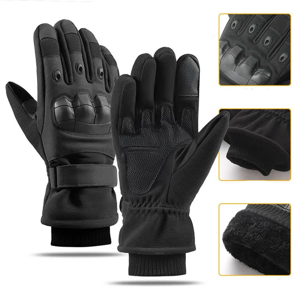 Winter windproof gloves Black knuckle padding strap closure BikerZoneZ on Tampa Home & Garden Store