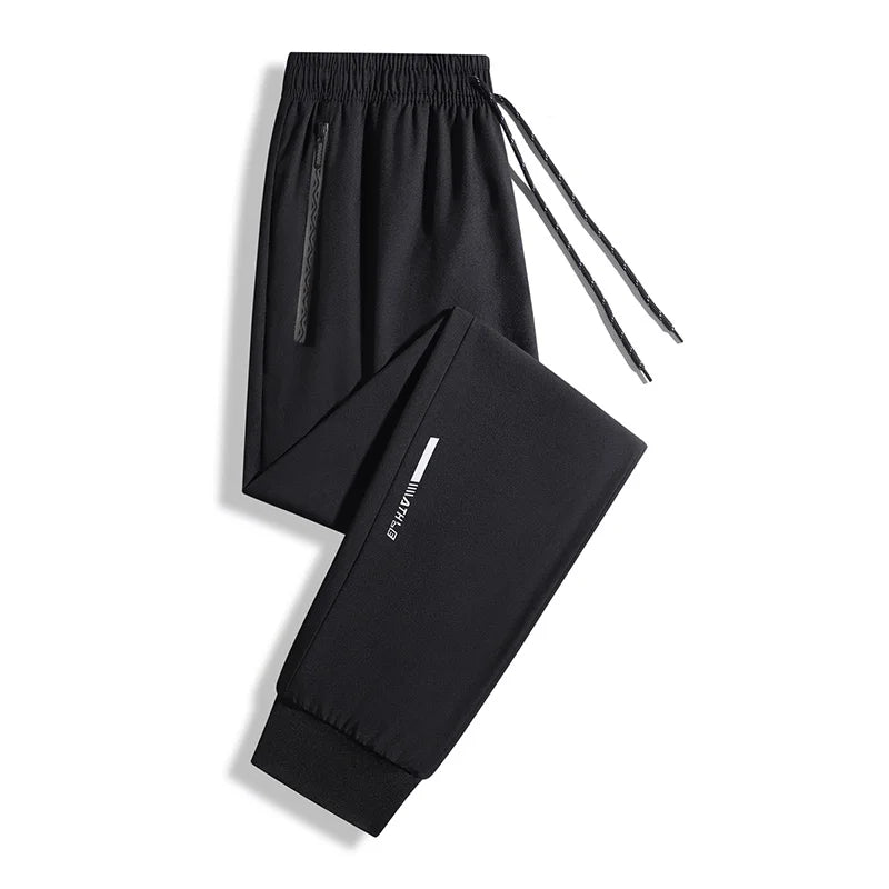 Men's black jogger pants with drawstring, breathable quick-dry fabric, zip pocket, UpTrend Deals on Tampa Home & Garden Store