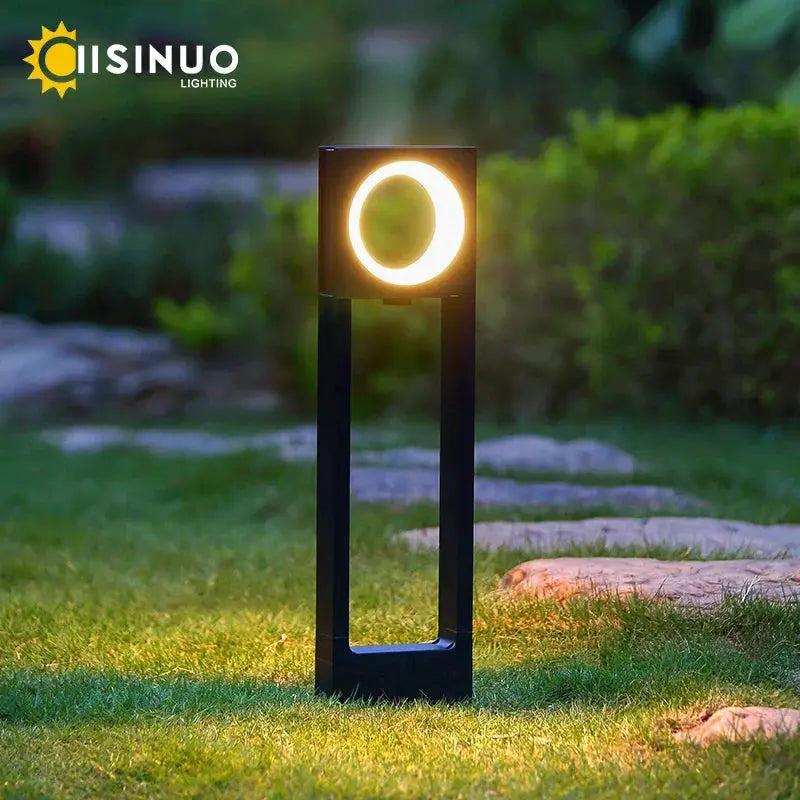 DecorBites LED Path Light 12W aluminum pillar with circular ring for outdoor garden on Tampa Home & Garden Store
