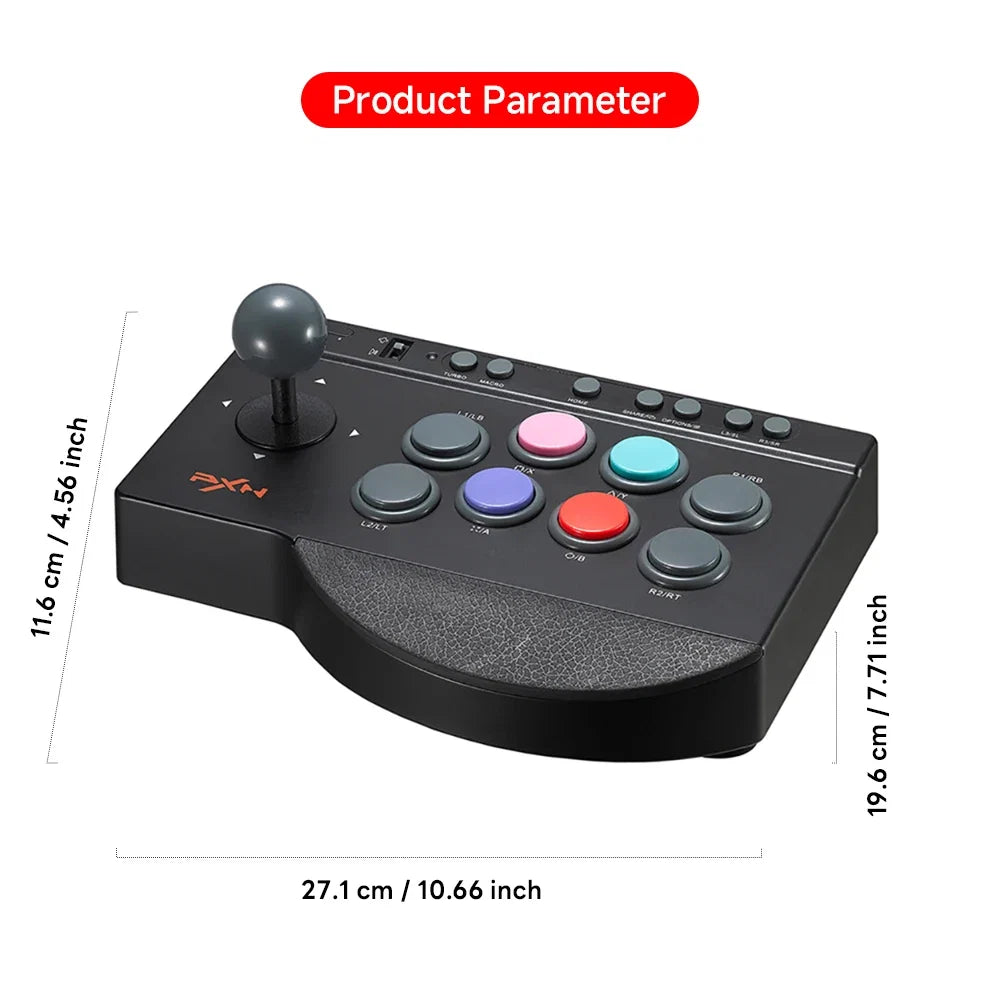 PXN 0082 wired arcade joystick with colorful buttons black base USB/PS3/PS4/Switch/PC compatible on Tampa Home & Garden Store